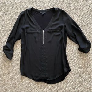 Fortune + Ivy Mixed Material Zipper Blouse, Medium